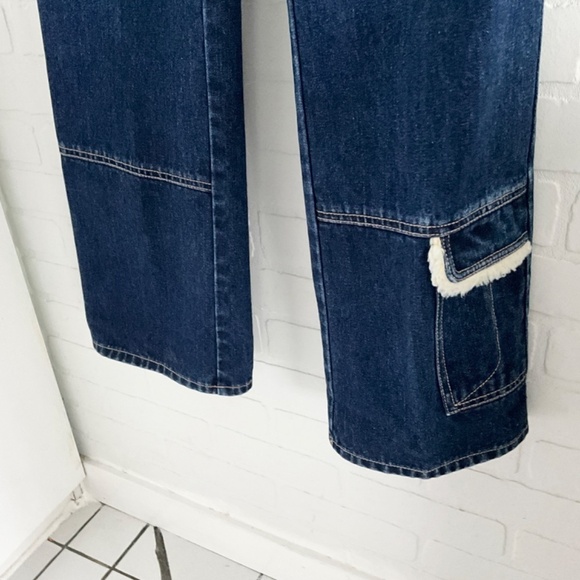 Vintage Women’s Denim Jeans Bebop Second Generation Dark Wash Sherpa Pocket Sz 7 - Picture 2 of 16